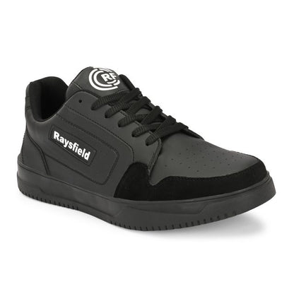 Black and gray sneaker with 'Raysfield' branding on a white background